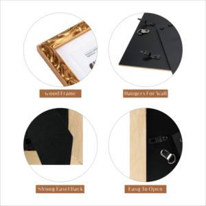 מעוטרת מגולף מוצק מסגרת עץ זהב-הטון קיר & לוח tabltop מותרות בסגנון קלאסי לעיצוב הבית - Product Image 5