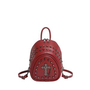 Mode Rivet jésus croix unisexe sacs à dos en cuir PU Style Punk sacs pour adolescents sac à dos sac à dos Y2K Vintage sac de voyage - Product Image 5