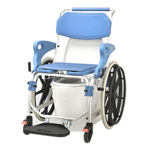 Chaise de toilette pliable en alliage d'aluminium pour soins à domicile, fauteuil roulant manuel pour personnes âgées, chaise de douche - Product Image 4