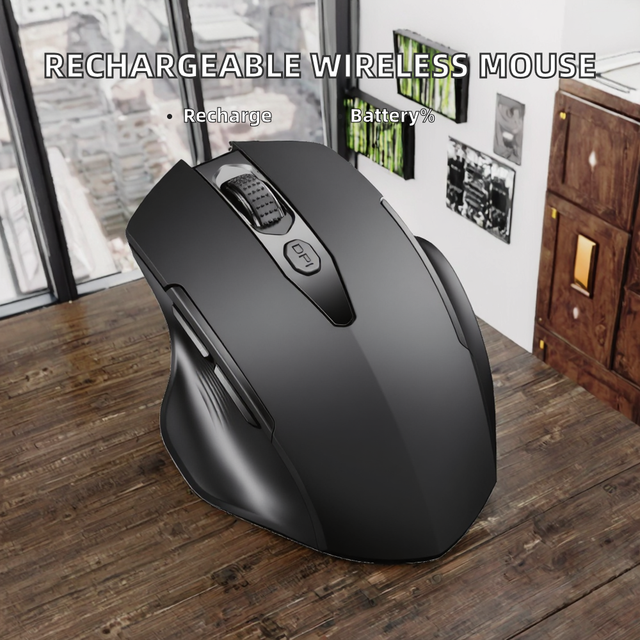 Wireless Gaming Mouse [Upgraded] Visible Battery Display Rechargeable 2.4G USB 4 Adjustable DPI Optical Right-Handed Stock