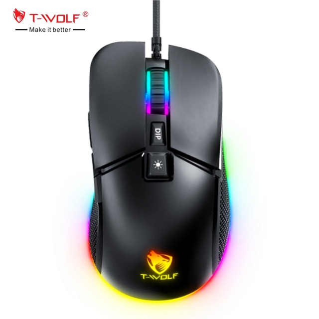 T-WOLF G590 Wired Gaming Mouse Ergonomic RGB Mouse Wired Usb Gaming Mouse 7D Backlit Gaming Mice 7200DPI for Pc Computer Laptop
