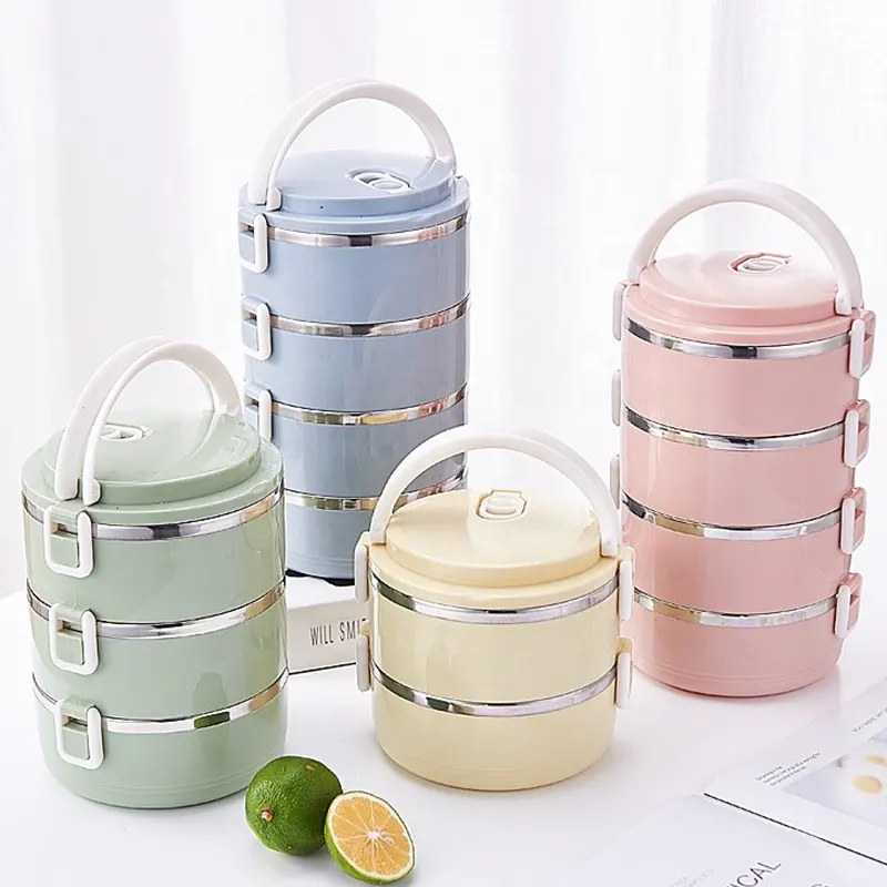 Écologique Personnalisé Multi Couche Bureau École Enfants En Acier Inoxydable Fiambrera Lunchbox Tiffin Box