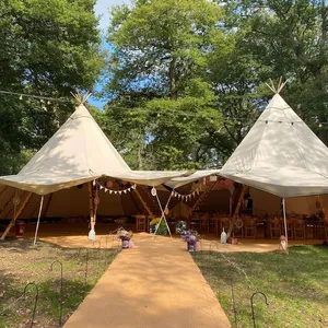Luxo Impermeável Casamento Festa Eventos Indian Tipi Tent Camping Glamping Tent Para Outdoor Family Hotel Resort