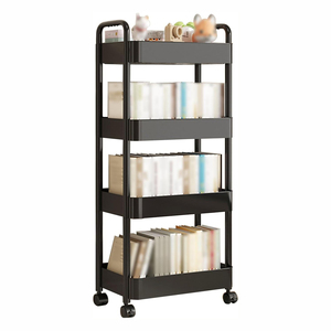Multi-layer 5-layer Standing Type Household Storage Rack Wheeled <b>Trolley</b> Bathroom Floor Rolling Box Snack Storage - Product Image 2