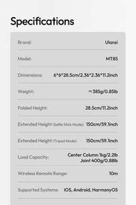 Trípode Profesional <span class=keywords><strong>Ulanzi</strong></span> <span class=keywords><strong>MT</strong></span> 85 - Soporte Magnético Portátil de Doble Cara para Teléfono/Video/Cámara Digital, Ideal para Viajes y Selfies al Aire Libre - Product Image 3