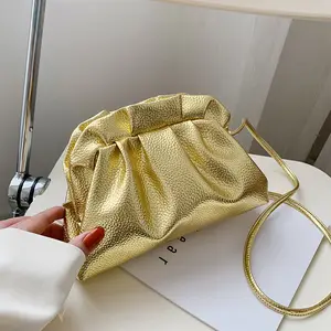 럭셔리 골드 클라우드 가방 여성 가죽 Hobos 레트로 구름 Crossbody 가방 작은 전화 디자인 클러치 클립 가방 여성 Bolsa