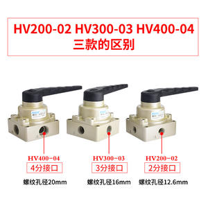 Válvula Manual Neumática de Tres Posiciones y Cuatro Vías HV200-02/300-03/HV400-04, Válvula Direccional Manual - Product Image 3
