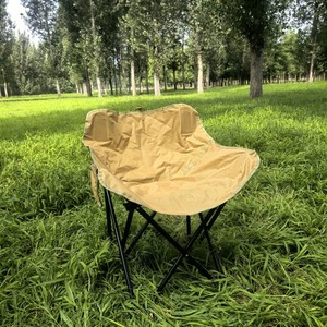 Silla Plegable Tipo Luna con Respaldo Bajo, Estructura de Hierro, Color Caqui, Negro, Verde, Blanco, para Exteriores, Camping, Playa, Picnic, Barbacoa - Product Image 2