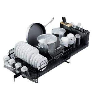 Égouttoir à vaisselle mobile en acier au carbone résistant à la corrosion, extensible, pour évier, rangement de couverts, couteaux, fourchettes, tasses et drainage de l'eau - Product Image 1