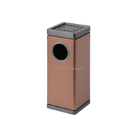 Poubelle extérieure portable en acier inoxydable or rose au design moderne, avec cendrier et seau de rangement, anti-traces de doigts