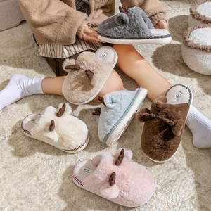 Vente directe en gros PVC semelle antidérapante pantoufles en fourrure doublure en peluche cerf coton pantoufles avec style chaud en gros - Product Image 2