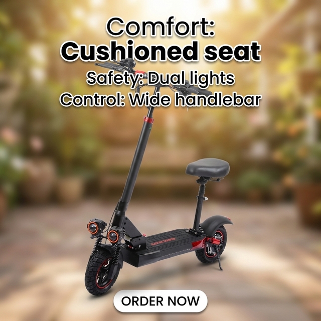 Compact and Lightweight, up to 45 KM/H, CE and UL Certified, Electric Scooter with a Load Capacity of 150kg.