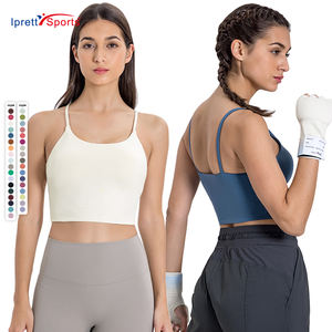 Venta al por mayor Classic Fitness Cropped Tops Chaleco Slim <span class=keywords><strong>Gym</strong></span> Wear Mujeres Yoga Bra Elástico Entrenamiento Spaghetti Strap Tank Tops Con Acolchado - Product Image 1