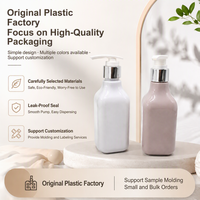 Flacon pompe carré simplifié en PET 200 ml pour huile essentielle, nettoyant visage, rechargeable, vide