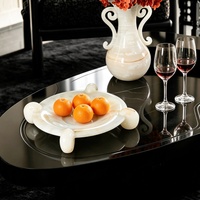 STONEKOCC Bol à fruits en onyx blanc naturel avec logo personnalisé, plateau décoratif de luxe en pierre d'onyx, centre de table pour la maison, bol de rangement