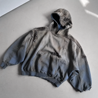 Sweat-shirt à capuche en coton imperméable OEM 400 g/m² avec gilet coupe-vent à manches longues pour homme, imprimé sérigraphié délavé à l'acide