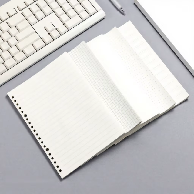 6-Hole Loose-Leaf Refill Paper, Multi-Layout Ruled/Grid/Blank/Dot, 60 Sheets for Notebooks & Planners