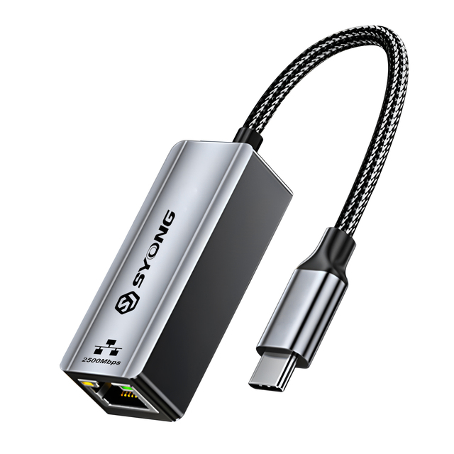 SYONG Type C to LAN Network Adapter,2.5G External Network Adapter Type c HUB,USB C to 2.5G Ethernet Adapter,