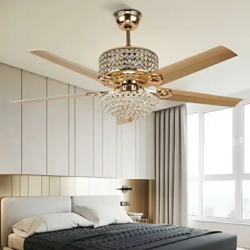 Luxury Crystal Remote Control Ceiling Fan Lights Ceiling Fan With Led Light
