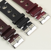 Bracelet de montre en cuir véritable respirant à fixation par ardillon, remplacement universel à dégagement rapide pour montre, tailles 18, 20, 22 mm