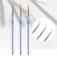 Lot de 3 stylos de dessin pour ongles, pinceaux liner violets 7/9/11mm, poils en nylon, manche en plastique