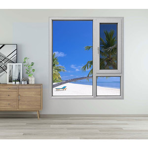 Finestre a battente a uragano in stile francese con soffitto a pavimento aperto in alluminio fisso in alluminio temperato in lega di alluminio orizzontale - Product Image 6