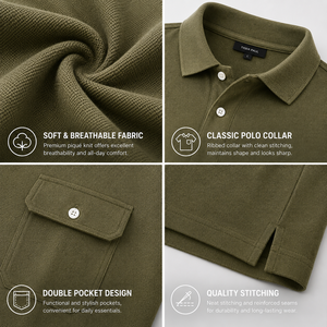 Camiseta Polo Personalizada con Doble Bolsillo para Hombre, Absorbente de Humedad, Transpirable, Uniforme de Trabajo, OEM ODM - Product Image 3