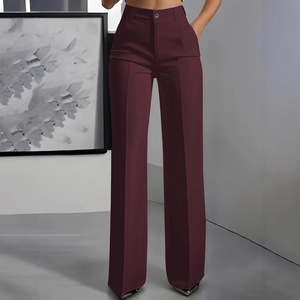<span class=keywords><strong>Pantalon</strong></span> droit décontracté <span class=keywords><strong>taille</strong></span> <span class=keywords><strong>haute</strong></span> en polyester pour femme, style vintage européen et américain, nouvelle collection - Product Image 4