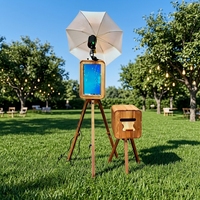 Photomaton instantané en bois de chêne double face avec écran tactile de 18,5 pouces compatible avec iPad et appareils photo reflex numériques pour événements festifs