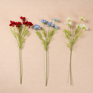 Fleurs artificielles de nigelle à 5 têtes en soie HZC-711, standardisées pour salon, table à manger, arrangements de photographie de mariage - Product Image 1