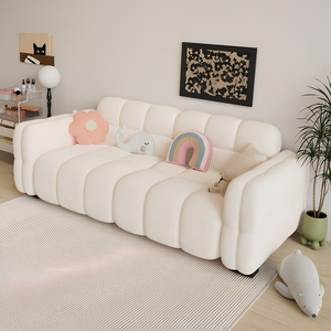 Sofá Moderno en Forma de L de Tres Plazas con Tapizado de Chenilla Crema y Brazos Acolchados para Sala de Estar, Apartamento o Dormitorio - Product Image 1