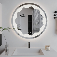 Nouveau design de miroir de salle de bain éclairé par LED, écologique, avec cadre en acier, miroir de vanité anti-éclats, interrupteur tactile mural intelligent