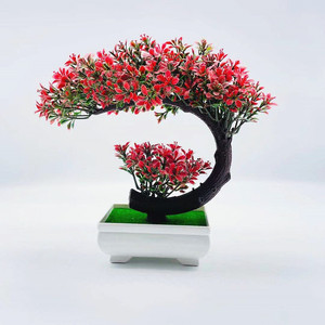 Bonsaï Qi Xing Moon Tree en plastique, plante en pot de 22 cm, fleur artificielle, mini paysage, décoration d'intérieur - Product Image 3