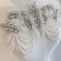 Applique 3D en strass en forme de fleur, perles brillantes, paillettes en cristal, patchs en maille, 100% polyester, pour robe de mariée, coiffe de mariée