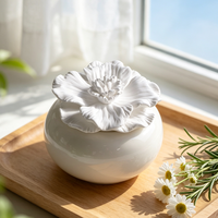 Diffuseur de parfum d'ambiance en céramique 100 ml, fait main, motif pivoine en porcelaine, avec pierre aromatique et bâtonnets d'huiles essentielles