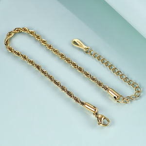 Pulsera de Cadena Trenzada de Acero Inoxidable 304 de 3 mm, Dorada, Ajustable, Unisex - Product Image 3