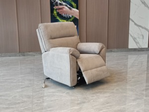 Modern Electric Recliner Chair with <b>Padded</b> Arms Fabric Upholstery Metal Frame Power Recline Feature for Home Use - Product Image 3