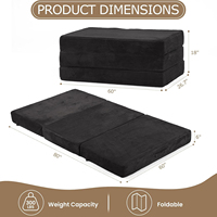 Colchón Plegable de 6 Pulgadas, Sofá Cama Tipo Futón, Funda Extraíble y Lavable, Base Antideslizante, Asas de Transporte, Ideal para Invitados, Camping, Moderno