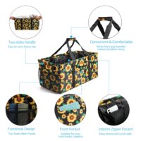 Sac fourre-tout extra large avec cadre métallique, sacs d'épicerie robustes, sacs de courses réutilisables pour les courses avec poignées