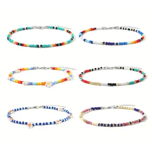Handmade Beaded Anklet for Women Girls Adjustable Boho Colorful Beads Bracelets And Anklets Foot Jewelry Set