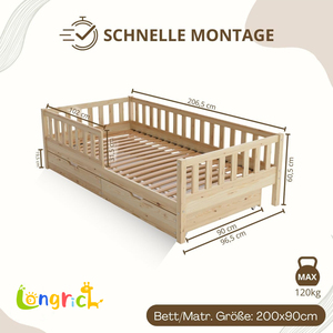 Sponde di Sicurezza per <span class=keywords><strong>Letto</strong></span> Design <span class=keywords><strong>Montessori</strong></span> Facili da Montare <span class=keywords><strong>Letto</strong></span> a Terra per Bambini per Casa e Asilo - Product Image 2
