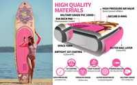 Planche de paddle gonflable double couche en EVA et PVC thermosoudée, polyvalente, portable, rose, capacité maximale 150 kg, pour le surf BAX