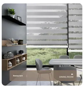 حجم مخصص التلقائي ظلال الأسطوانة بمحركات التعتيم الستائر الكهربائية حمار وحشي النسيج نمط أفقي للنوافذ المدمج في - Product Image 3