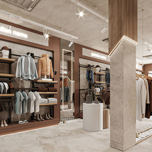 Système d'étagères de présentation intérieure pour magasin de vêtements, mobilier de vente au détail, étagères, rails suspendus, armoires de rangement pour boutique de vêtements - Product Image 6