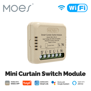 โมดูลสวิตช์ม่านอัจฉริยะ MOES Tuya WiFi ดีไซน์มินิ พร้อมจอยสติ๊ก ควบคุมผ่านแอพ ใช้งานร่วมกับ Alexa และ Google Home เหมาะสำหรับโรงแรม ผลิตจากวัสดุ PC - Product Image 2