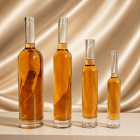 Bouteilles en verre transparent de qualité supérieure pour spiritueux, avec surface givrée mate et bouchon en liège, pour la distillerie artisanale de liqueurs