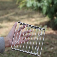 Grille de camping pliable en acier inoxydable robuste avec pieds