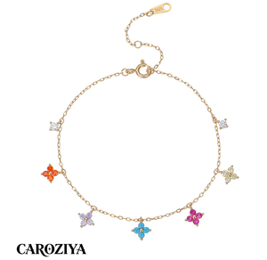 Chaîne de <span class=keywords><strong>cheville</strong></span> tendance en <span class=keywords><strong>argent</strong></span> 925 avec trèfle coloré et pompon pour femme, idéale pour la plage et les soirées, bijou de pied - Product Image 1