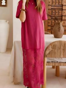 Abito Estivo Sexy a Tutta Lunghezza in Stile Francese <span class=keywords><strong>con</strong></span> Inserti in Pizzo e Design a Due Pezzi - Product Image 4