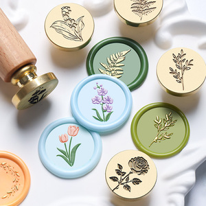 Timbri per Sigilli in Cera Serie Minimalista con Fiori e Piante, Foglia di Felce e Rosa Spina - Product Image 1